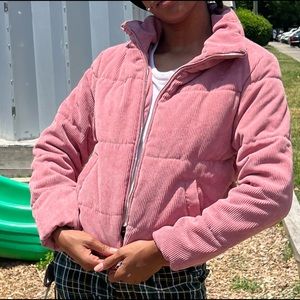 NWOT PINK PLUSH CORDUROY PUFFER COAT 💗